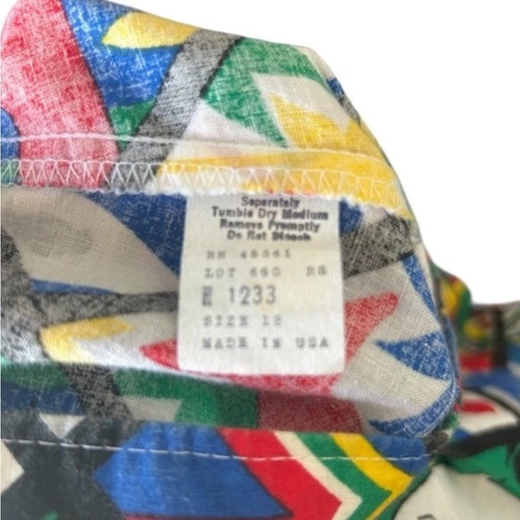 Vintage American Sophisticates 1980s Bold Abstract Geometric Print Midi Skirt S - Picture 11 of 13